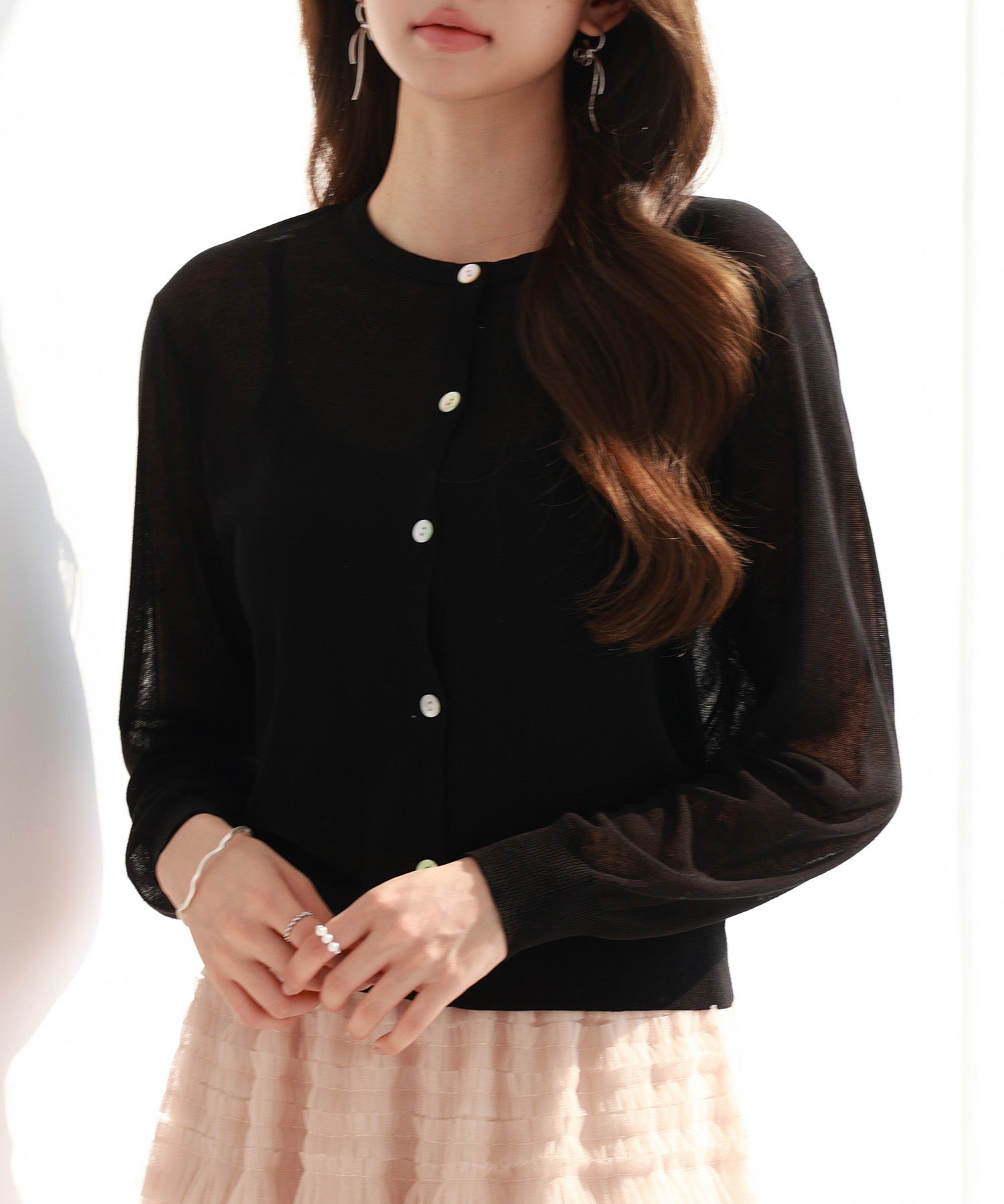 冷房・紫外線対策ニットカーディガンsdp8063 ブラック