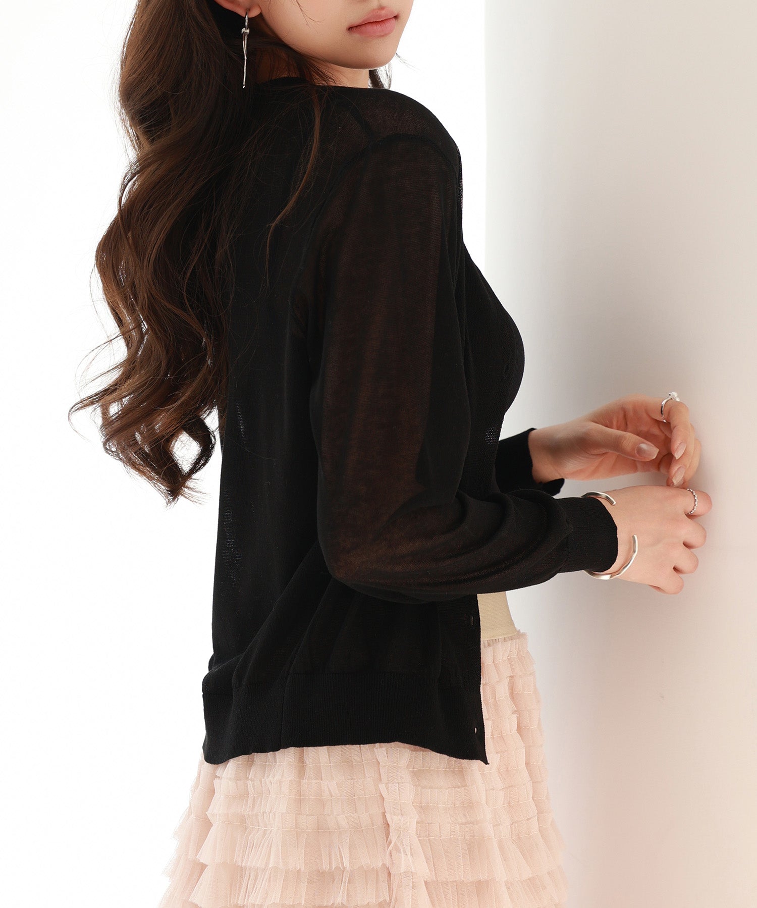 冷房・紫外線対策ニットカーディガンsdp8063 ブラック