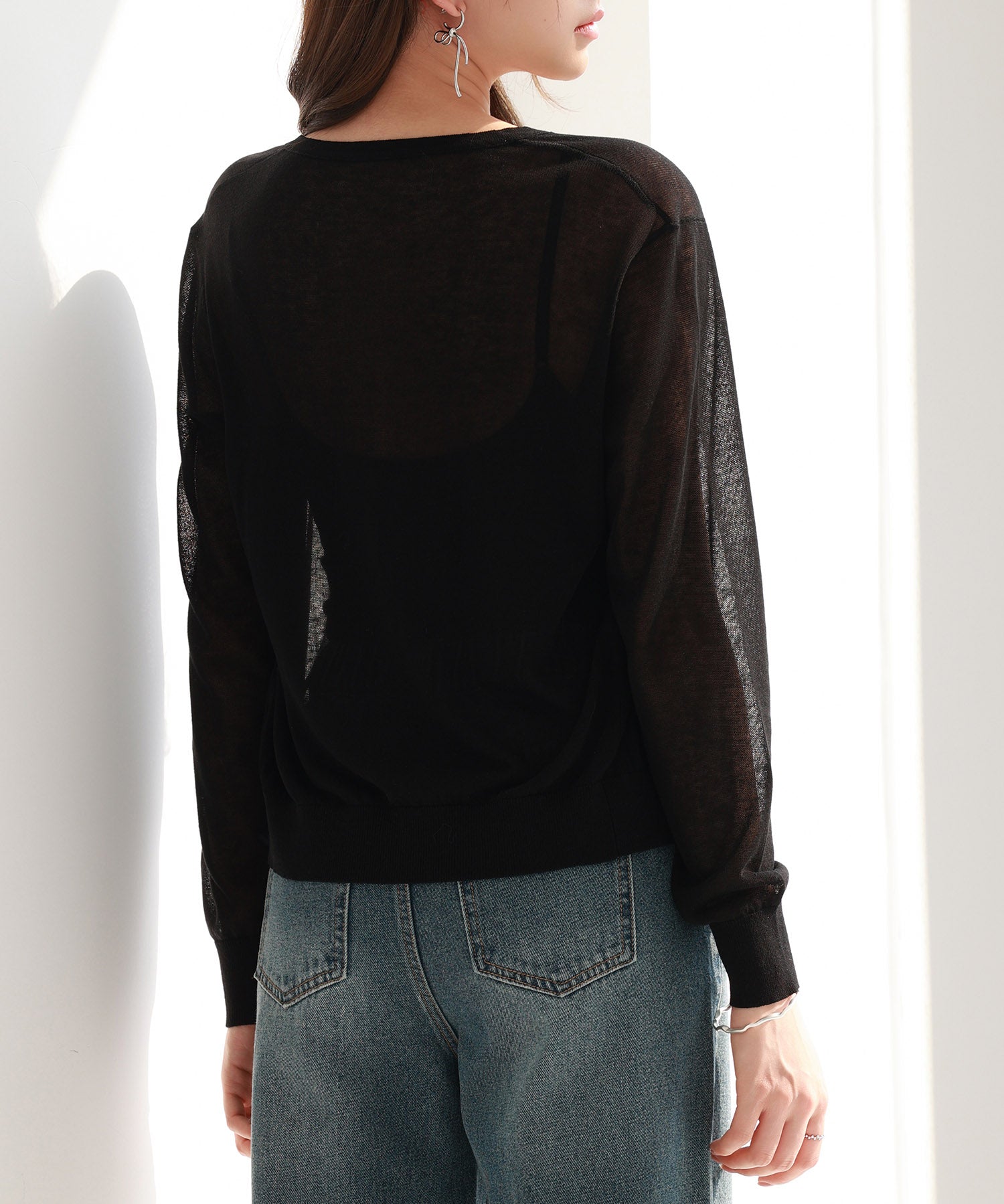 冷房・紫外線対策ニットカーディガンsdp8063 ブラック