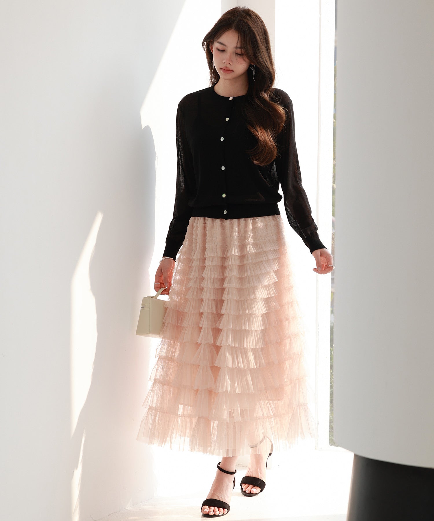 冷房・紫外線対策ニットカーディガンsdp8063 ブラック