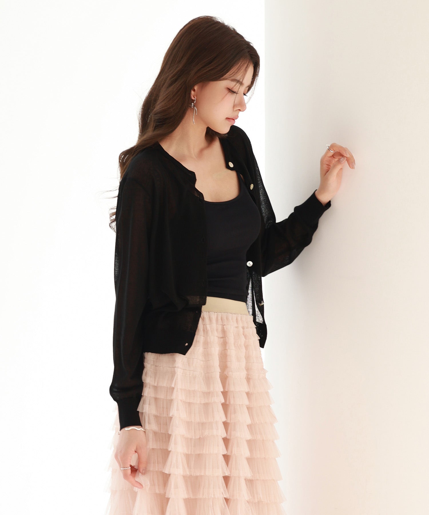 冷房・紫外線対策ニットカーディガンsdp8063 ブラック