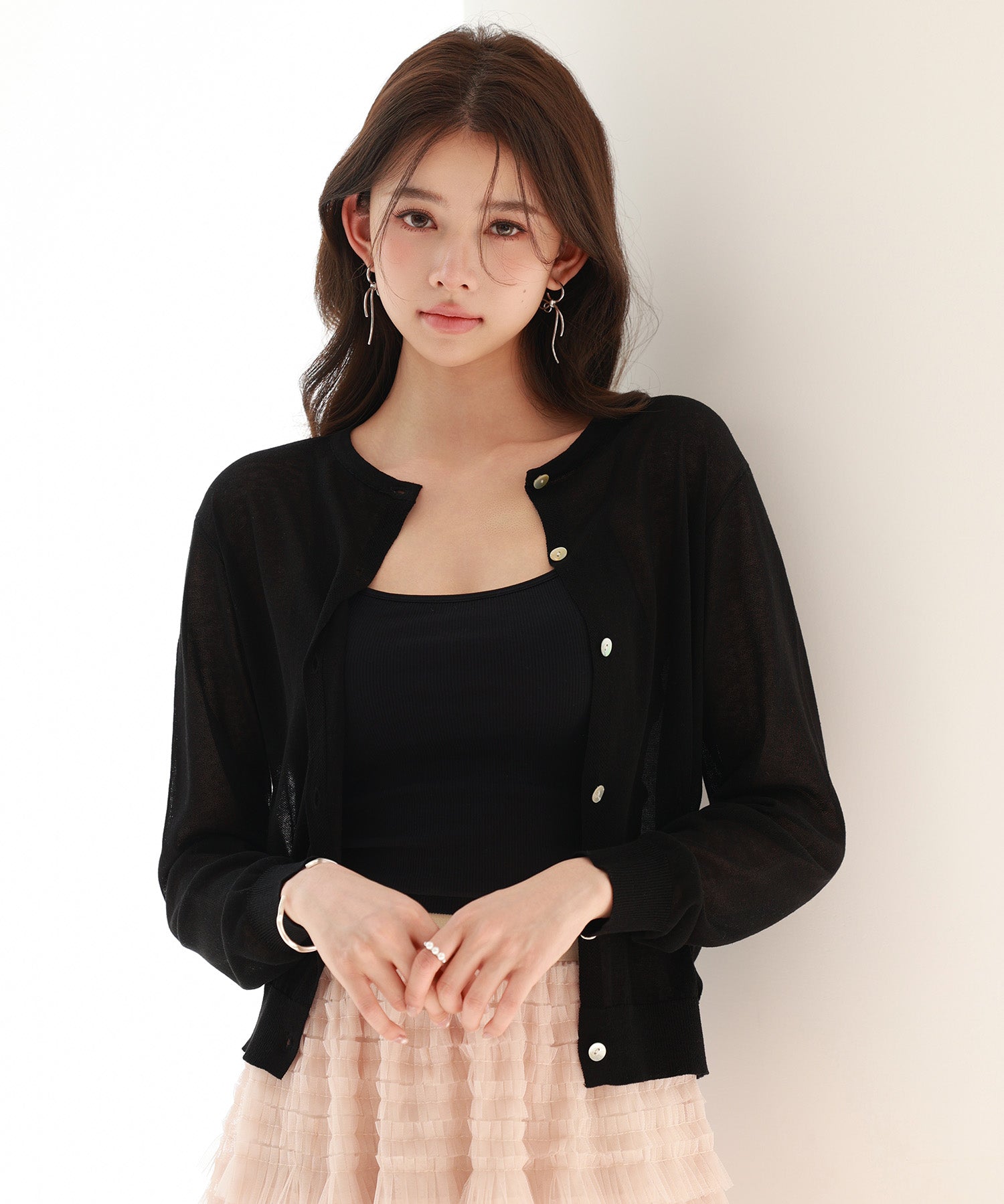 冷房・紫外線対策ニットカーディガンsdp8063 ブラック