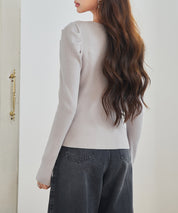 レイヤード風リブ編みニットトップスsdp8064 ベージュ