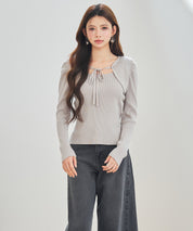 レイヤード風リブ編みニットトップスsdp8064 ベージュ