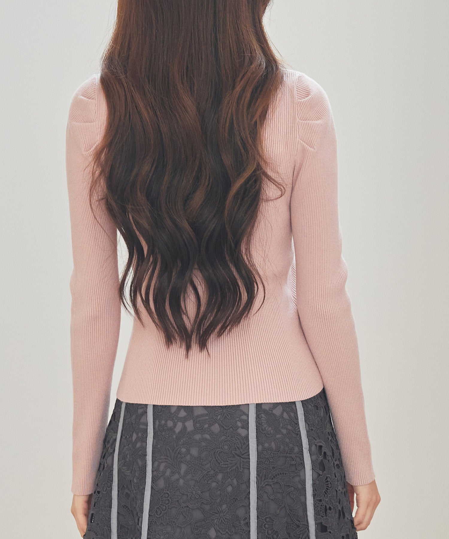 レイヤード風リブ編みニットトップスsdp8064 ピンク