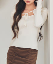 レイヤード風リブ編みニットトップスsdp8064 アイボリー