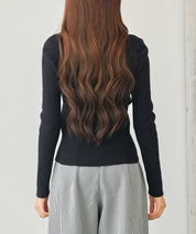 レイヤード風リブ編みニットトップスsdp8064 ブラック