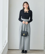 レイヤード風リブ編みニットトップスsdp8064 ブラック