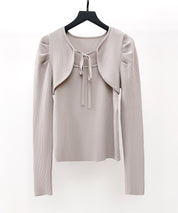 レイヤード風リブ編みニットトップスsdp8064 ベージュ