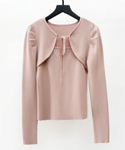 レイヤード風リブ編みニットトップスsdp8064 ピンク