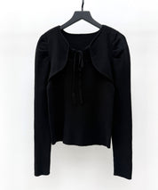 レイヤード風リブ編みニットトップスsdp8064 ブラック