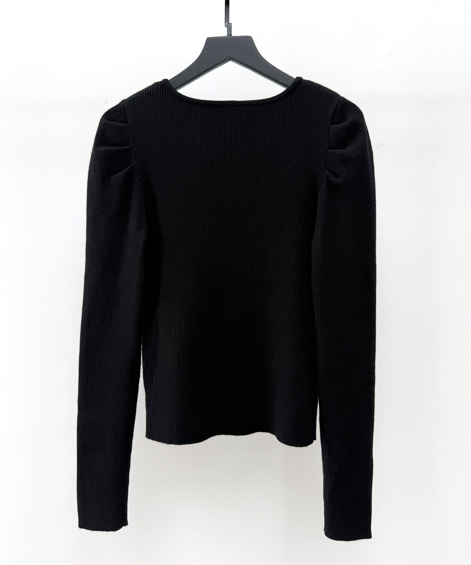 レイヤード風リブ編みニットトップスsdp8064 ブラック