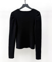 レイヤード風リブ編みニットトップスsdp8064 ブラック