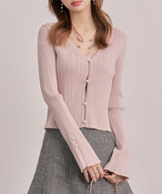 レイヤードランダムリブ編みニットトップスsdp8065 ピンク