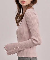 レイヤードランダムリブ編みニットトップスsdp8065 ピンク