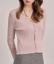 レイヤードランダムリブ編みニットトップスsdp8065 ピンク