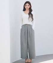 レイヤードランダムリブ編みニットトップスsdp8065 アイボリー