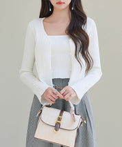 レイヤードランダムリブ編みニットトップスsdp8065 アイボリー