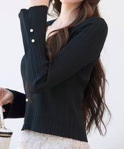 レイヤードランダムリブ編みニットトップスsdp8065 ブラック