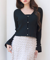 レイヤードランダムリブ編みニットトップスsdp8065 ブラック