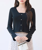 レイヤードランダムリブ編みニットトップスsdp8065 ブラック