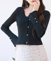 レイヤードランダムリブ編みニットトップスsdp8065 ブラック