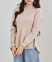 モックネックペプラムニットトップスsdp8066 ベージュ