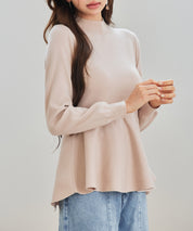 モックネックペプラムニットトップスsdp8066 ベージュ