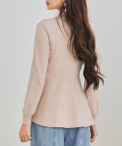 モックネックペプラムニットトップスsdp8066 ベージュ