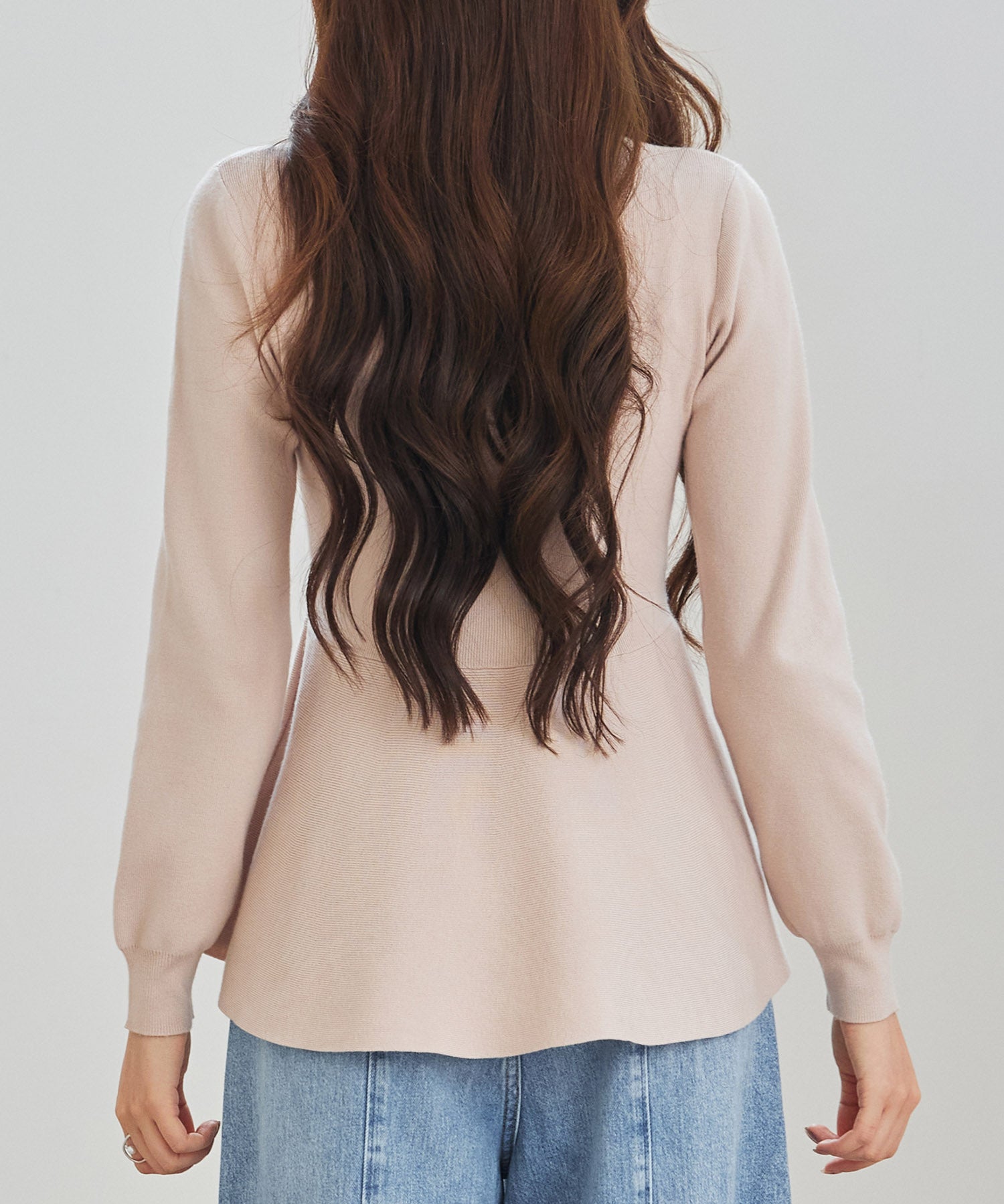 モックネックペプラムニットトップスsdp8066 ベージュ