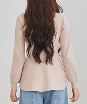 モックネックペプラムニットトップスsdp8066 ベージュ