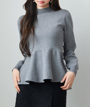 モックネックペプラムニットトップスsdp8066 グレー