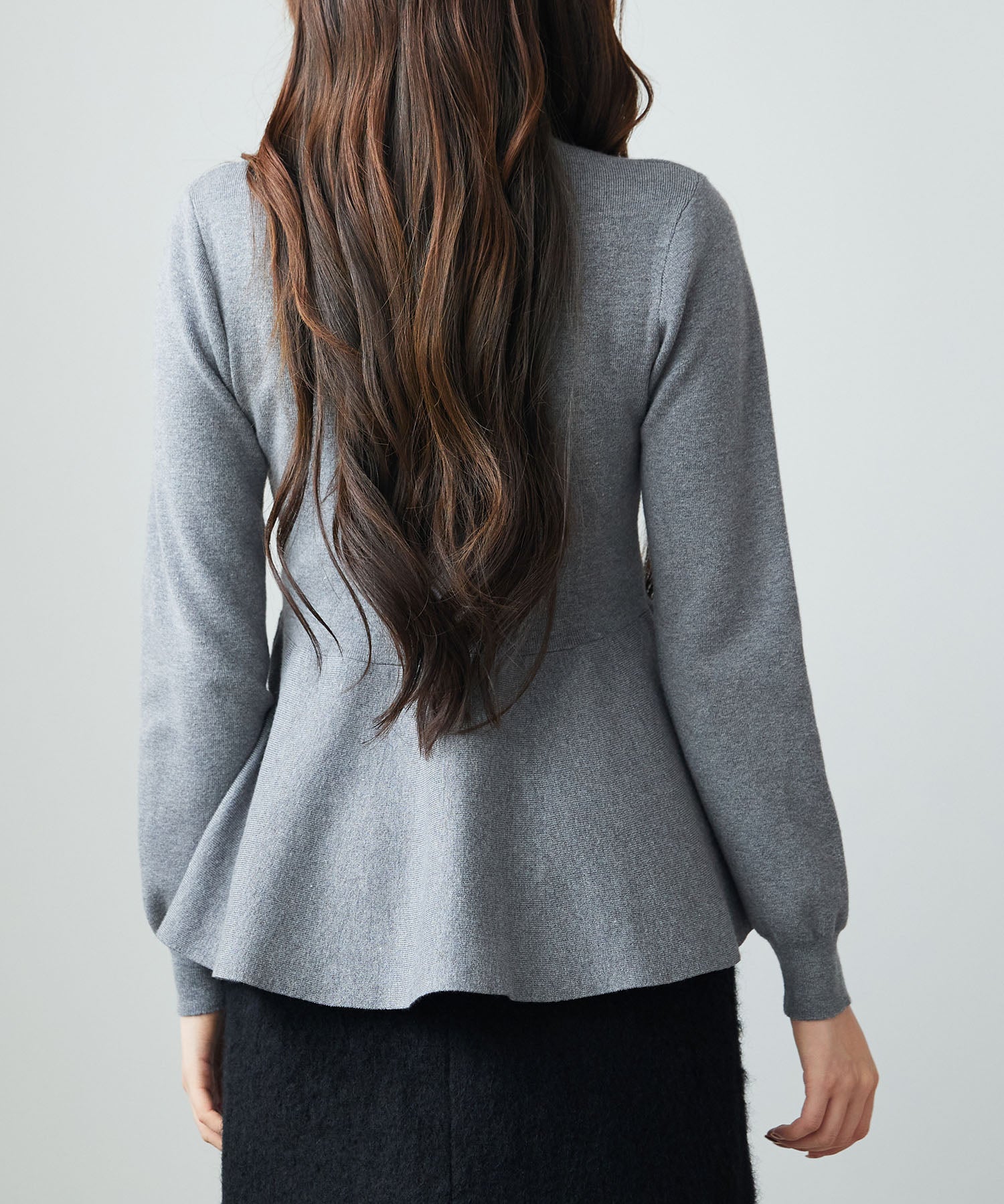 モックネックペプラムニットトップスsdp8066 グレー