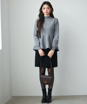 モックネックペプラムニットトップスsdp8066 グレー