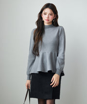 モックネックペプラムニットトップスsdp8066 グレー