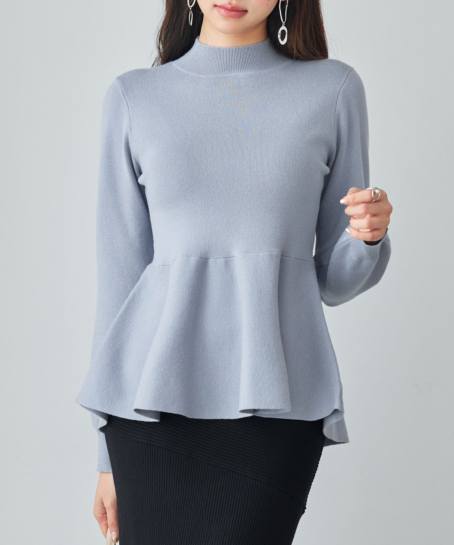 モックネックペプラムニットトップスsdp8066-103-72