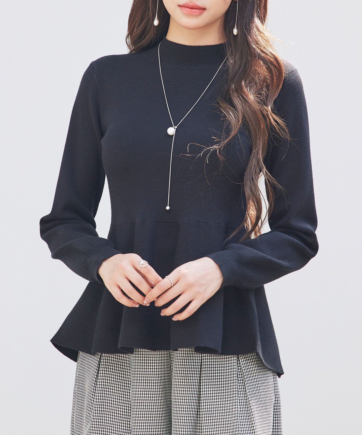 モックネックペプラムニットトップスsdp8066-103-8