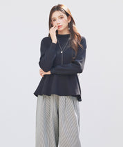 モックネックペプラムニットトップスsdp8066 ブラック