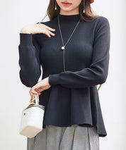 モックネックペプラムニットトップスsdp8066 ブラック