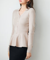 スキッパー・カラーペプラムニットトッブスsdp8067 ベージュ