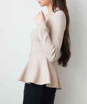 スキッパー・カラーペプラムニットトッブスsdp8067 ベージュ