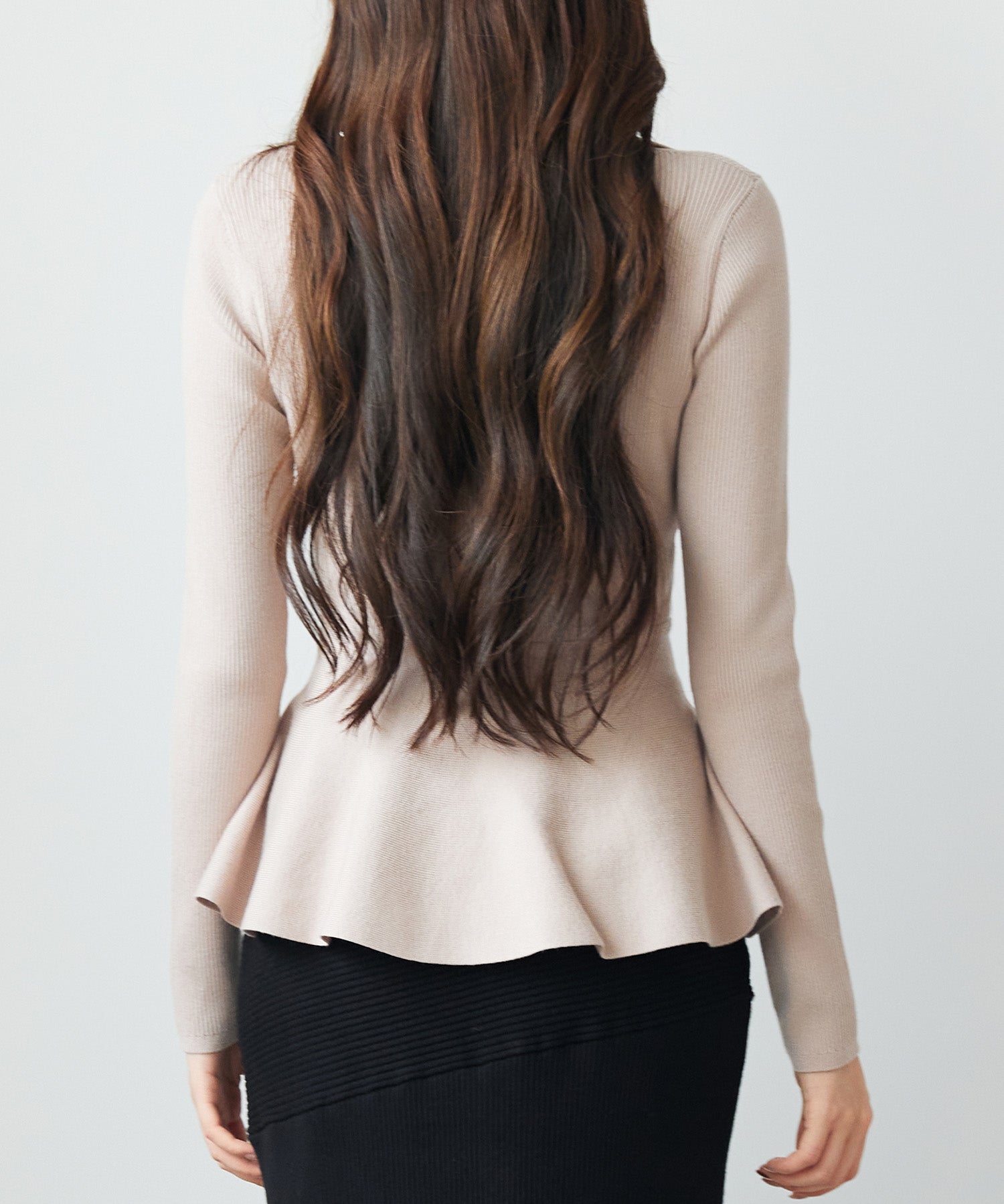 スキッパー・カラーペプラムニットトッブスsdp8067 ベージュ