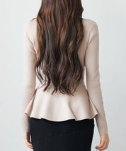 スキッパー・カラーペプラムニットトッブスsdp8067 ベージュ