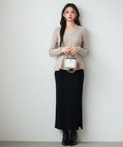 スキッパー・カラーペプラムニットトッブスsdp8067 ベージュ