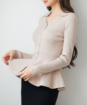 スキッパー・カラーペプラムニットトッブスsdp8067 ベージュ