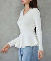 スキッパー・カラーペプラムニットトッブスsdp8067 アイボリー