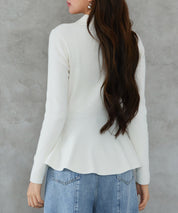 スキッパー・カラーペプラムニットトッブスsdp8067 アイボリー