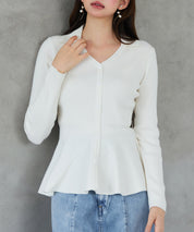 スキッパー・カラーペプラムニットトッブスsdp8067 アイボリー