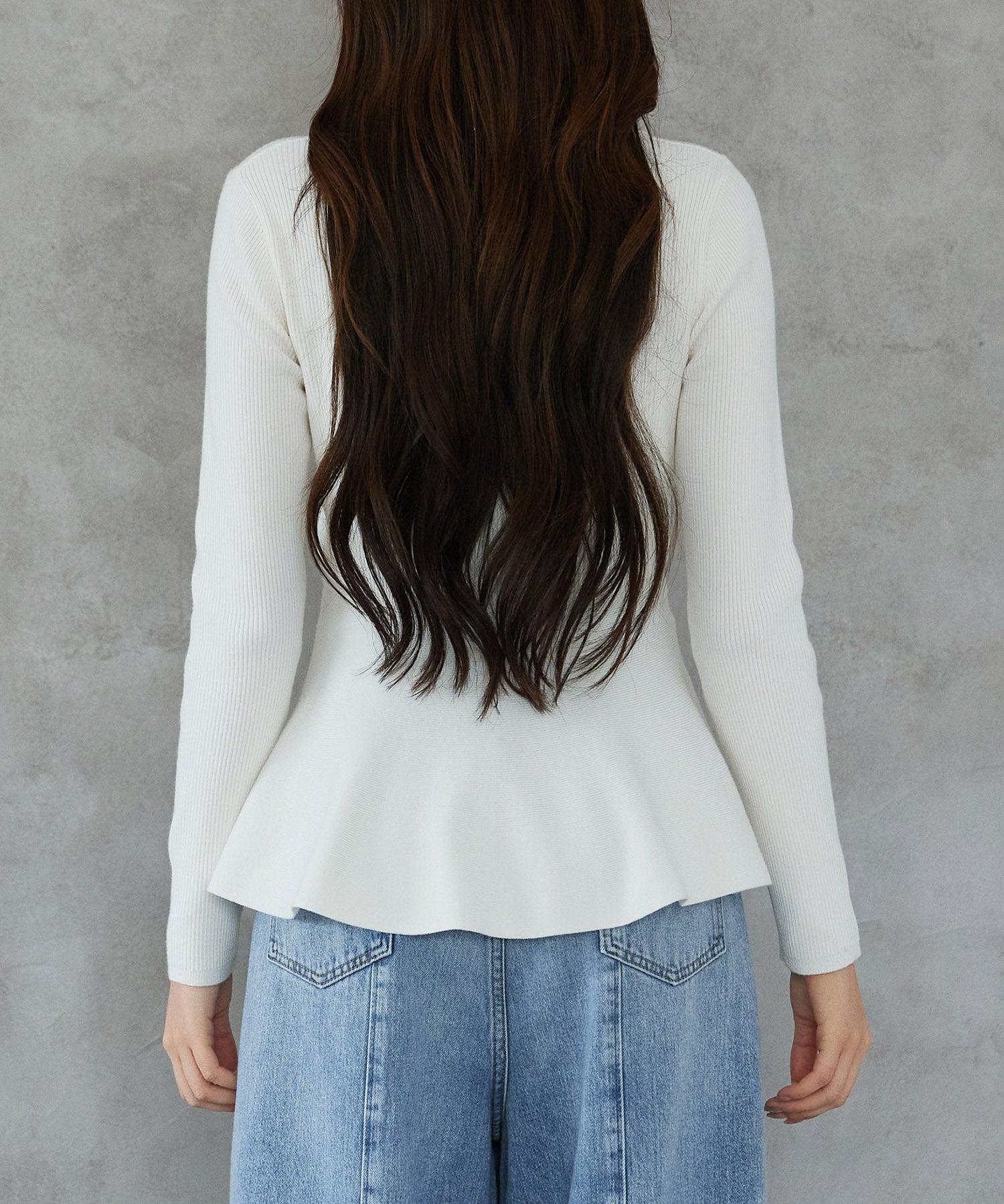 スキッパー・カラーペプラムニットトッブスsdp8067 アイボリー