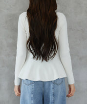 スキッパー・カラーペプラムニットトッブスsdp8067 アイボリー